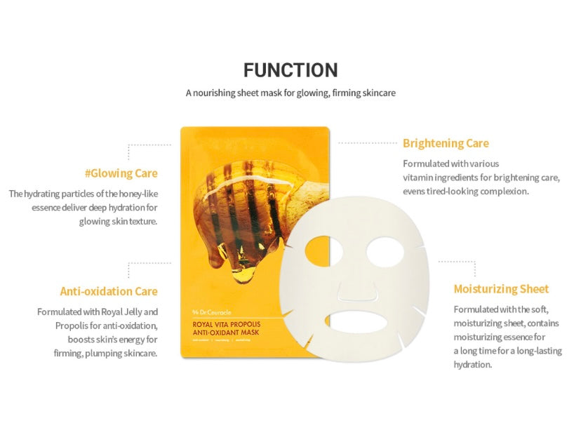 DR CEURACLE Royal Vita Propolis Anti-Oxidant Mask (30ml) | Korean skincare | FREYA - Asian Beauty Secret