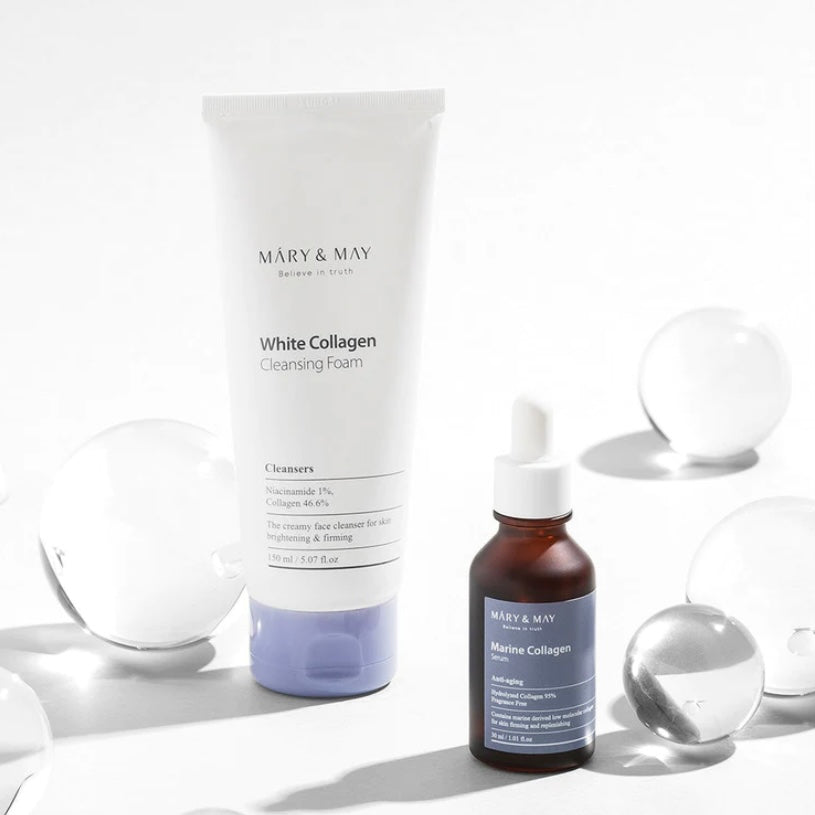 MARY & MAY White Collagen Cleansing Foam (150ml) | Korean skincare | FREYA - Asian Beauty Secret