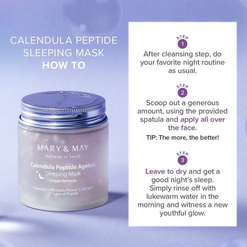 MARY & MAY - Calendula Peptide Ageless Sleeping Mask (110g) | Korean skincare | FREYA - Asian Beauty Secret