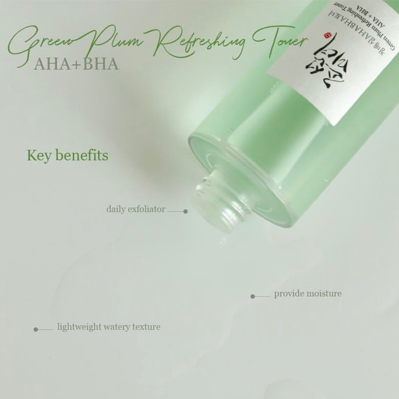 BEAUTY OF JOSEON Green Plum Refreshing Toner : AHA + BHA (150ml) | Korean skincare | FREYA - Asian Beauty Secret