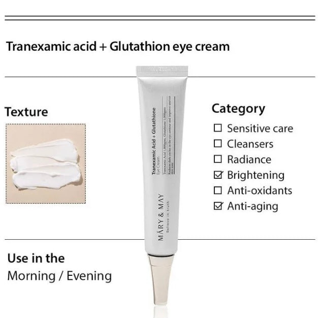 MARY & MAY Tranexamic Acid + Glutathion Eye Cream (30ml) | Korean skincare | FREYA - Asian Beauty Secret