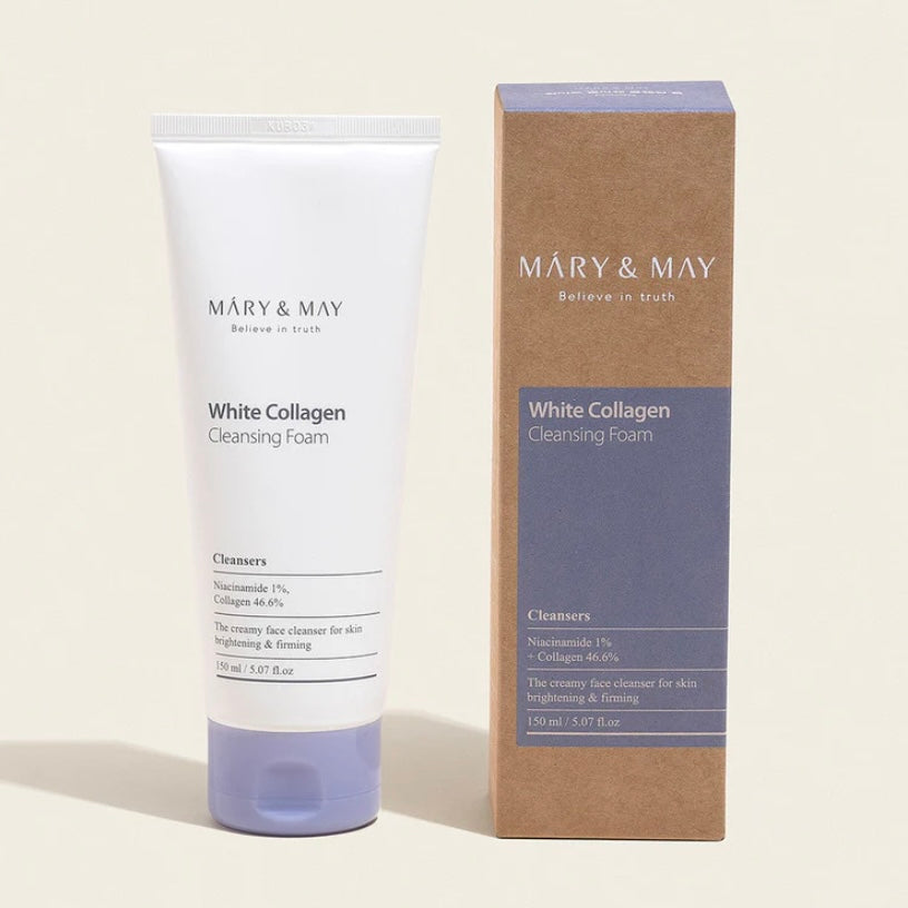 MARY & MAY White Collagen Cleansing Foam (150ml) | Korean skincare | FREYA - Asian Beauty Secret